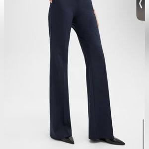 Theory Demitria Pant Good Wool Navy Blue Size 0 Mid Rise Flare Leg